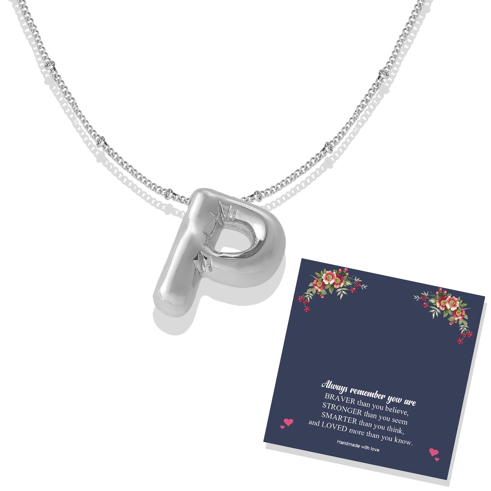 YANCHUN Gold Plated Bubble Letter Necklace for Women - Personalized Initial Charm Necklace, Christmas Gift for Her, Alphabet Stocking Stuffer - Perfect for Holiday Parties & Gifting