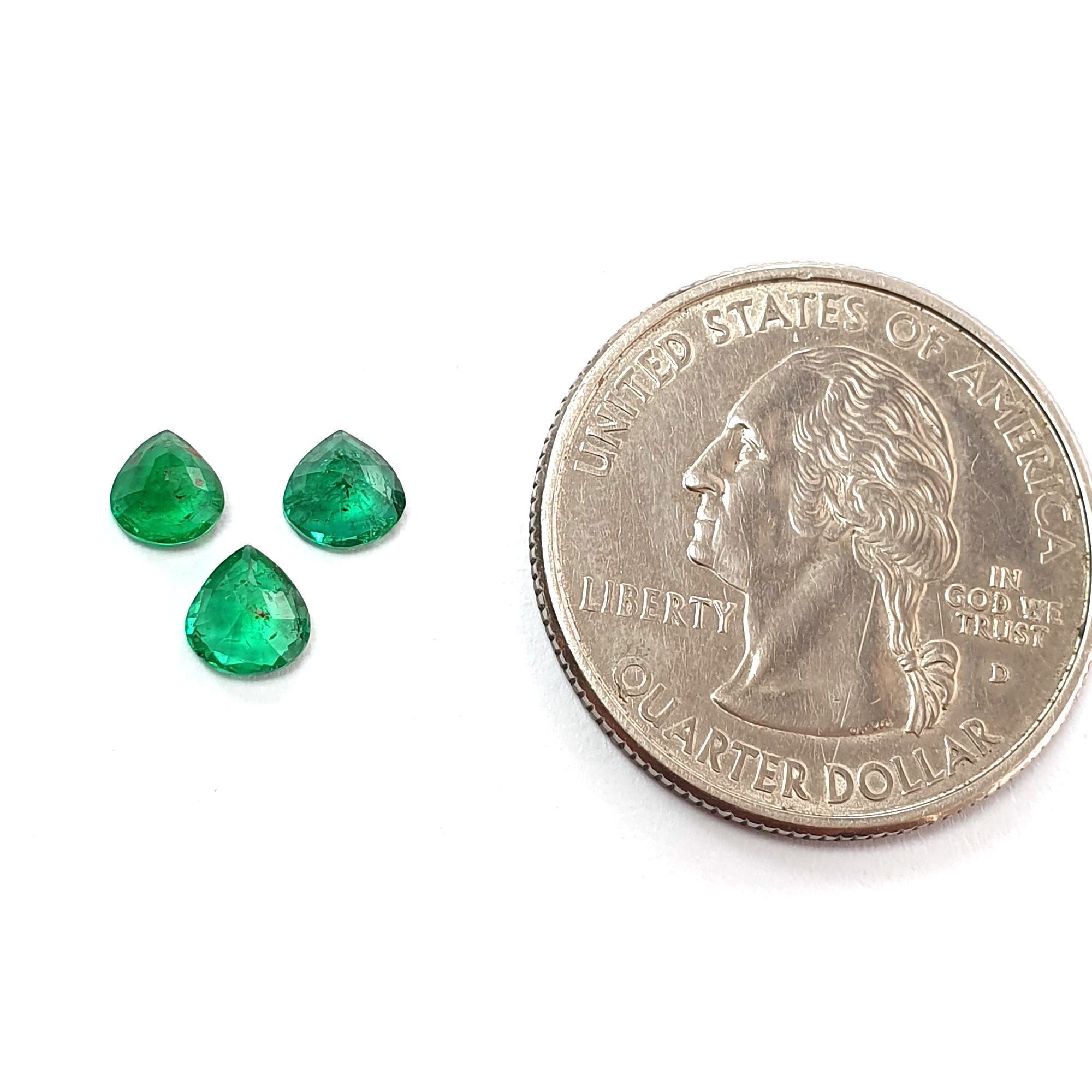 Natural Untreated Green Emerald Heart Cut Gemstone - 2.13cts, 5.8mm, 7x6.5mm (3 Pieces) | Premium Loose Emerald for Jewelry Making, Engagement Rings & Unique Gifts