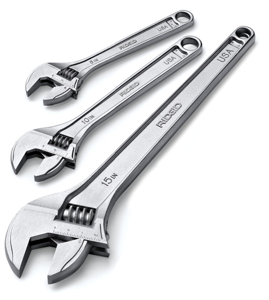 10-Inch Adjustable Wrench - Chrome Plated Steel, Heavy Duty Construction - Perfect for Plumbing, Automotive Repair & DIY Home Improvement Projects (Model 86912 by Ridgid)