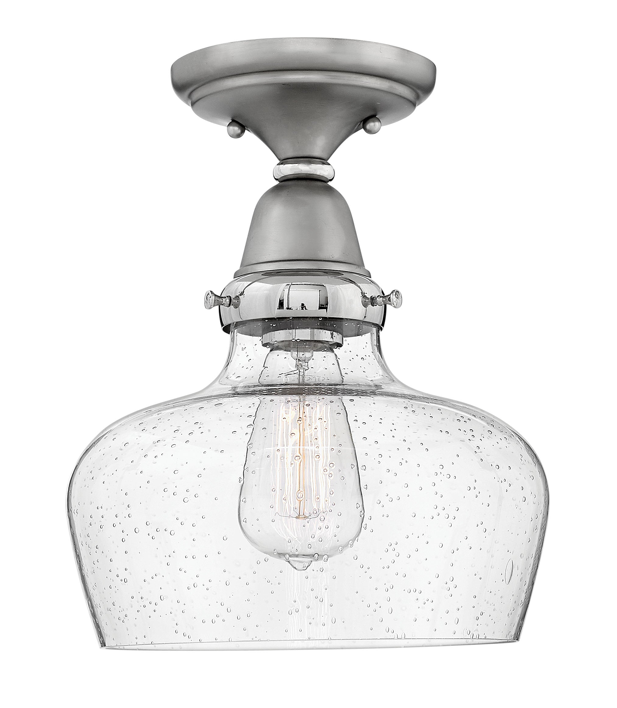 10W Academy 1-Light Flush Mount Ceiling Light Fixture in English Nickel - Perfect for Bedroom, Hallway & Entryway Lighting