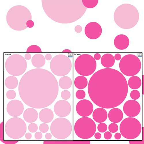Polka Dot Wall Decals for Girls Room - Self-Adhesive Wall Decor Dots in Light & Dark Pink - Nursery, Bedroom & Kids Room Wall Art Stickers - Perfect for Home Decor, DIY Projects & Birthday Party Backdrops
