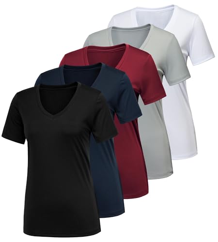 5 Pack Black, White, Light Grey, Navy, Dark Red