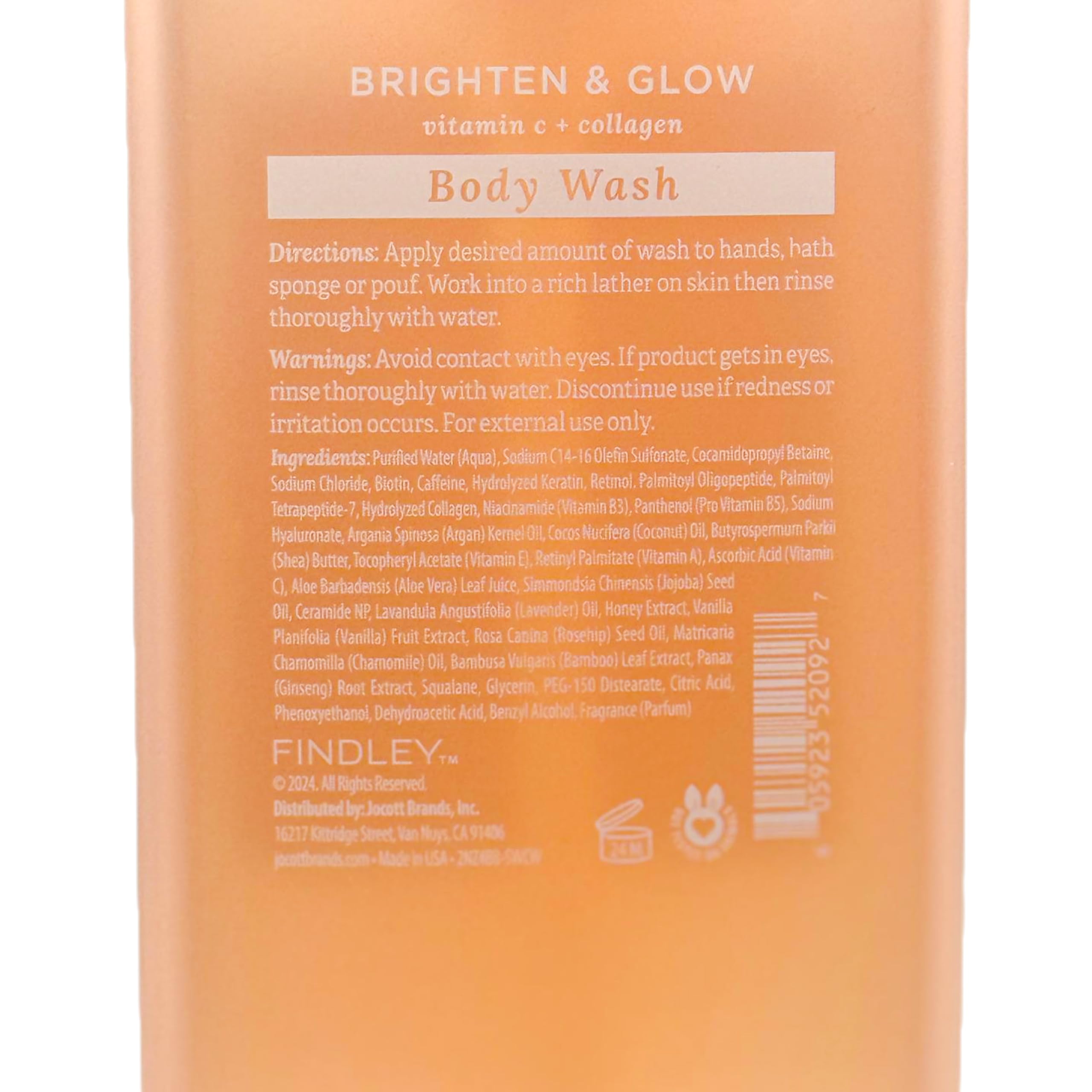 Brighten & Glow Vitamin C + Collagen Body Wash 32 fl oz - Hydrating & Revitalizing Shower Gel for Radiant Skin - Perfect for Daily Use & Post-Workout Refreshment