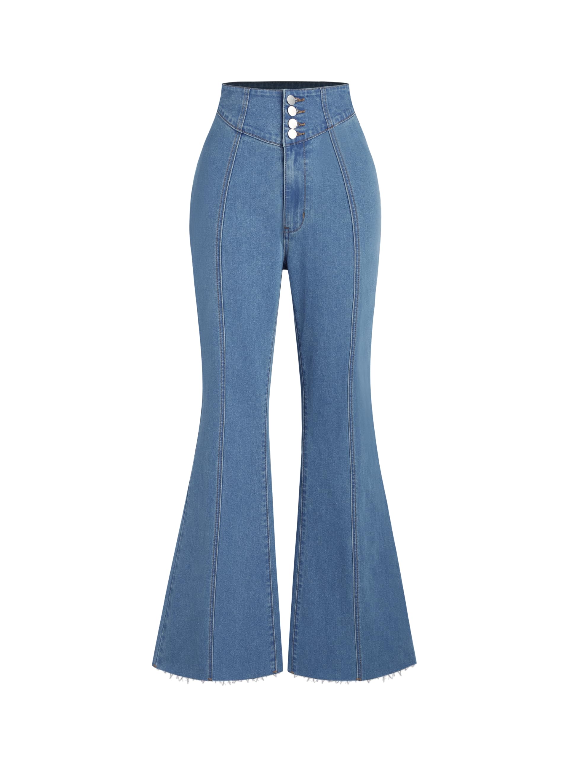 Stylish CIDER Denim High Waist Flared Jeans for Women - Trendy Vintage Retro Wide Leg Pants for Casual Outfits & Night Out