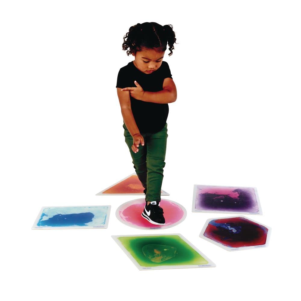 Excellerations Liquid Tile Shapes - Set of 6 Sensory Tiles for Kids - STEM Learning Toys for Early Childhood Education - Perfect for Classroom, Playroom & Sensory Play Activities
