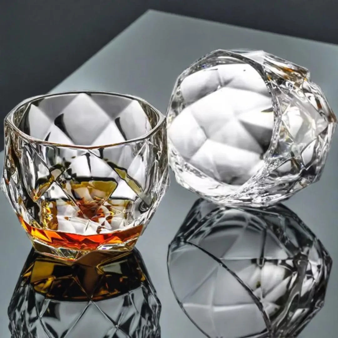 Premium Diamond Pattern Whisky Glass Set - 350ml Heavy Base Tumbler for Scotch, Bourbon & Whiskey - Perfect for Home Bar, Gifts & Cocktail Parties