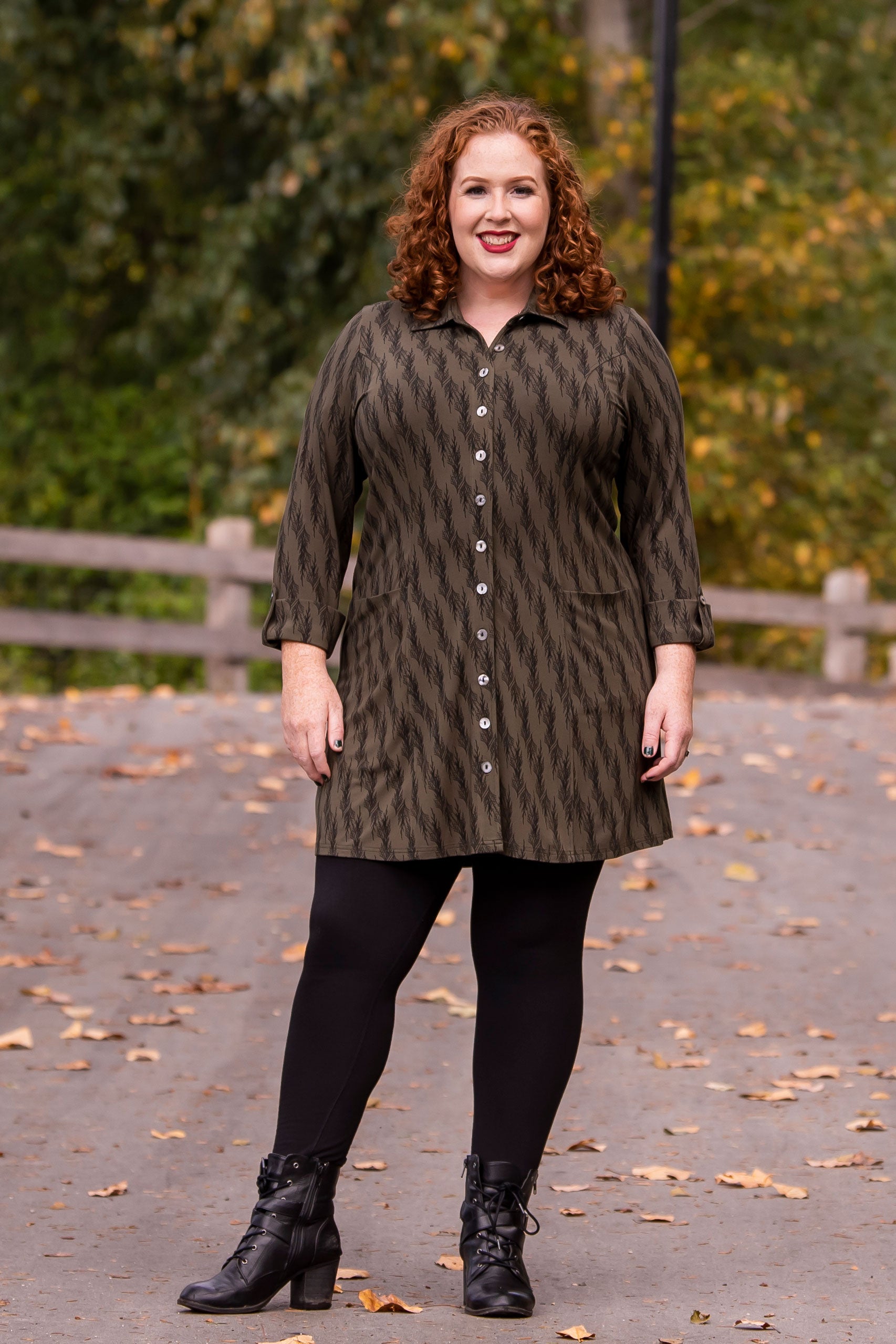 Charlie Tunic in Cedar Forest & Bamboo Print - Women's Boho Chic Blouse for Casual Wear & Summer Outfits