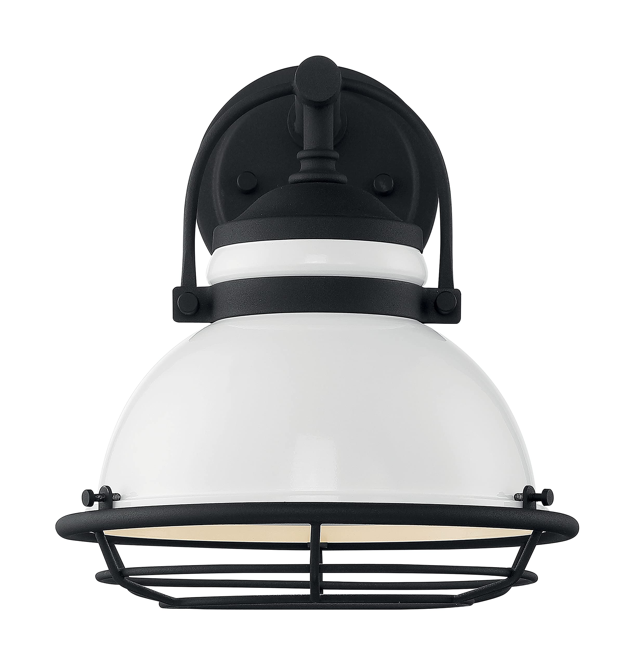 Nuvo Lighting 60/7081 Upton - 1 Light Small Outdoor Wall Lantern, Gloss White/Textured Black Finish - Perfect for Porch, Patio, Garden & Entryway Lighting