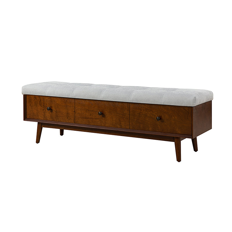 Cherry Wood Upholstered Flip Top Storage Bench with Cushion - Stylish Ottoman for Entryway, Living Room & Bedroom Storage
