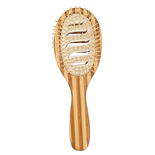 Natural Bamboo Detangling Hair Brush - Anti-Static Paddle Massage Brush with Cushion Comb for Smooth & Straight Hair - Perfect for Daily Hair Care & Styling at Home or Salon (Style 2)
