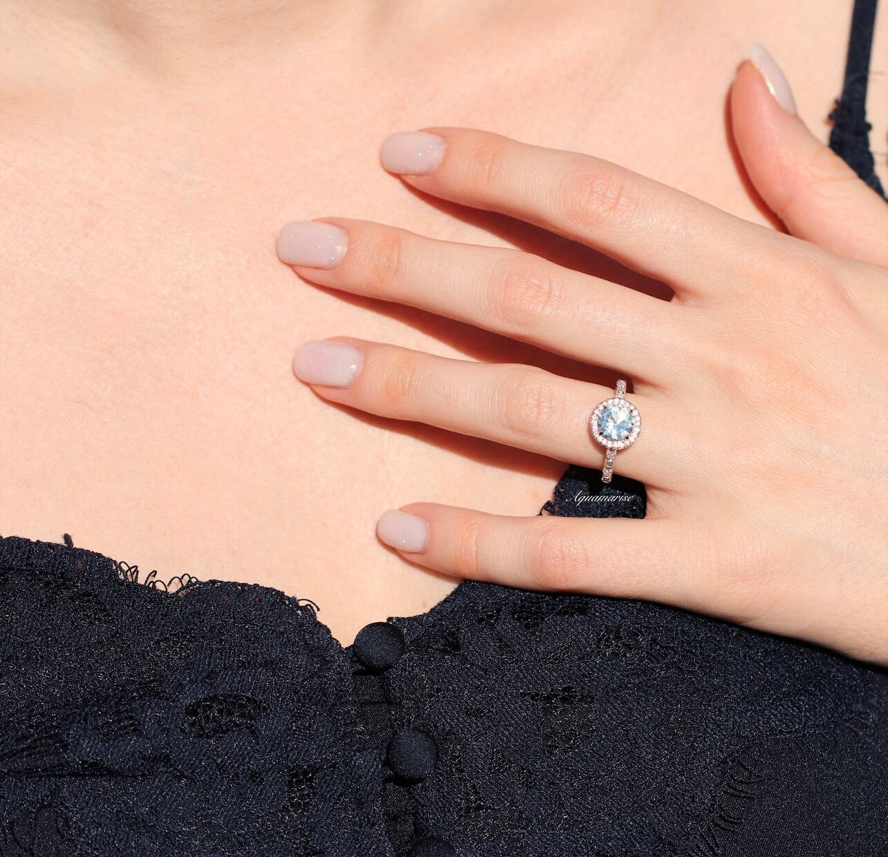 Exquisite Aquamarine Gemstone Ring in Sterling Silver – Elegant Jewelry for Women, Perfect for Weddings, Anniversaries & Special Occasions