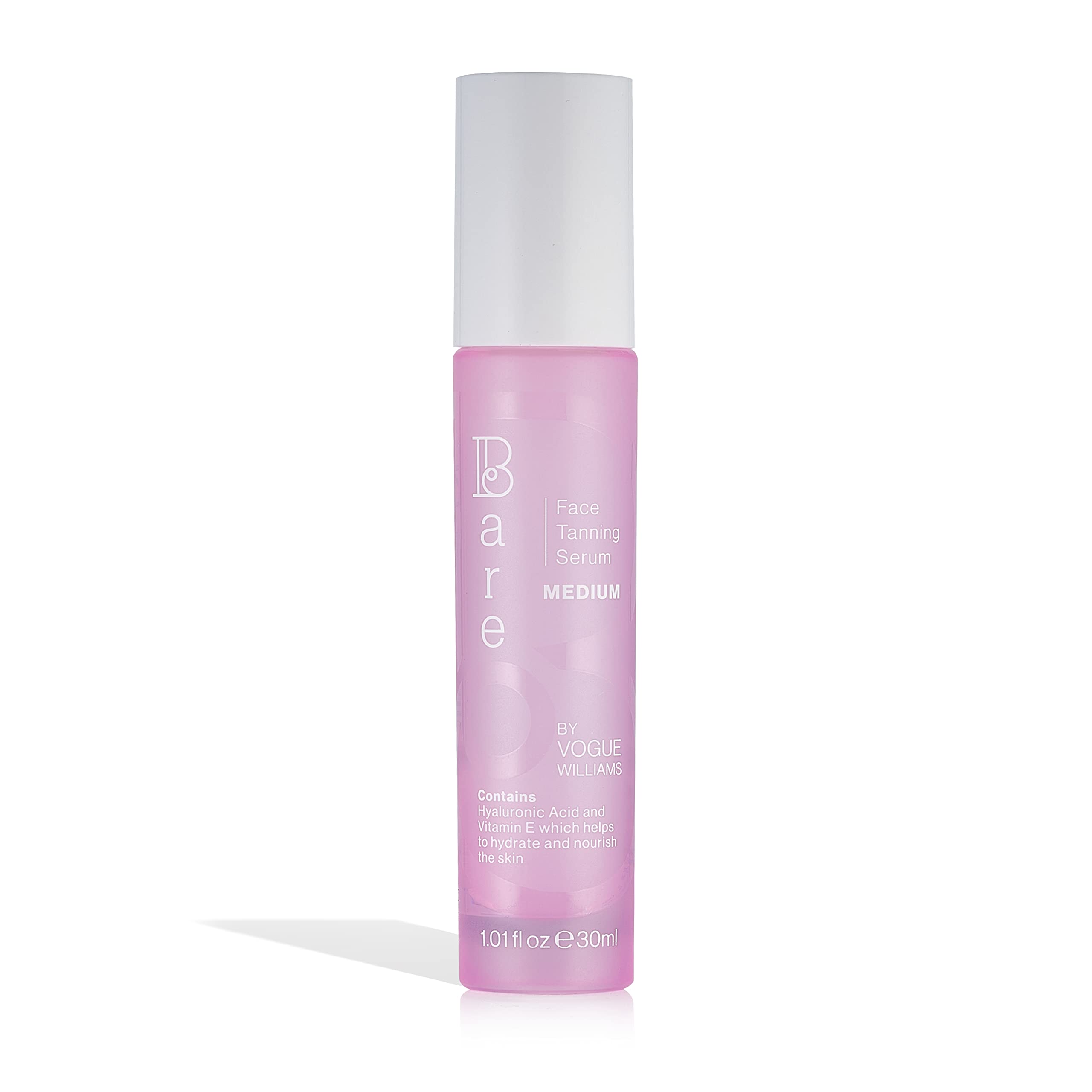 Bare by Vogue Face Medium Tanning Serum - Natural Sun-Kissed Glow Hydrating Formula for All Skin Types - 30ML - Even Streak-Free Application for Face & Body - Perfect for Beach, Vacation & Summer Tanning