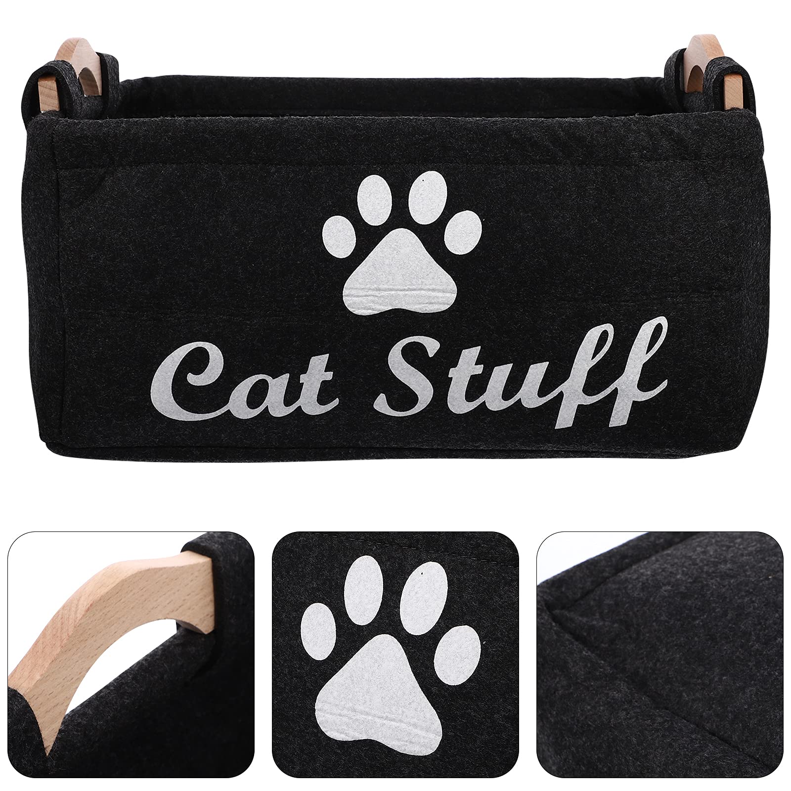 Canvas Pet Toy Storage Basket - Durable Cat Toys Organizer Bin for Shelves, Office & Home - Perfect for Cat Lovers & Pet Supplies Organization