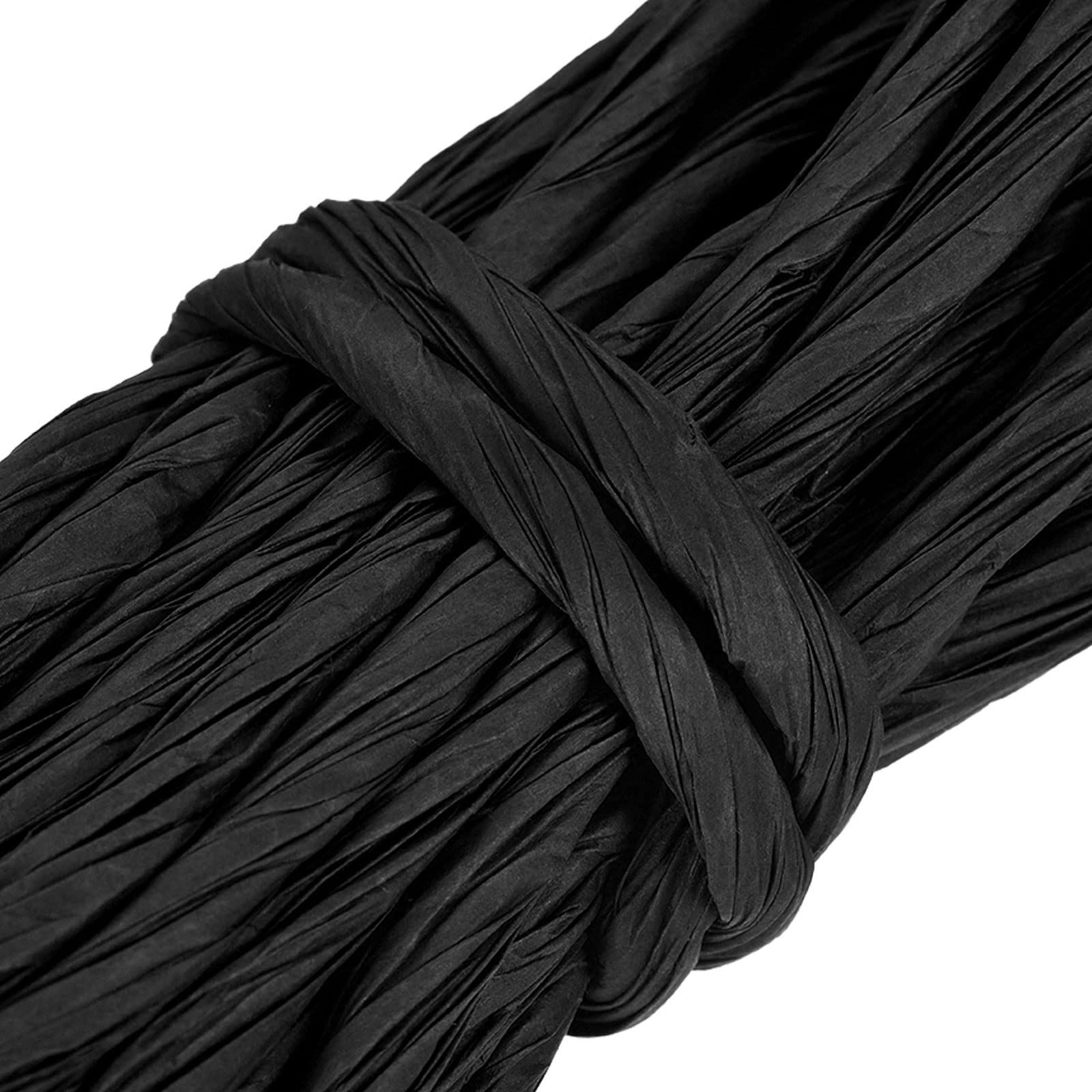 Meccanixity Raffia Paper Craft Rope - 16.4 Yards Handmade Twisted DIY String for Gift Wrapping, Home Decor, Scrapbooking & Party Decoration (Black)