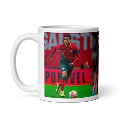Cristiano Ronaldo Football Superstar Ceramic Coffee Mug - Al Nassr Club Themed 350ml Tea Cup with CR7 Image - Perfect Gift for Football Fans & CR7 Supporters - Ideal for Home, Office & Game Day Celebrations