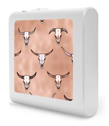 Dimmable LED Night Light with Auto On/Off Sensor - Adjustable Brightness Warm White Plug-in Nightlight for Bathroom, Hallway, Nursery, Bedroom - Longhorns - Perfect for Safe Nighttime Navigation & Baby Care
