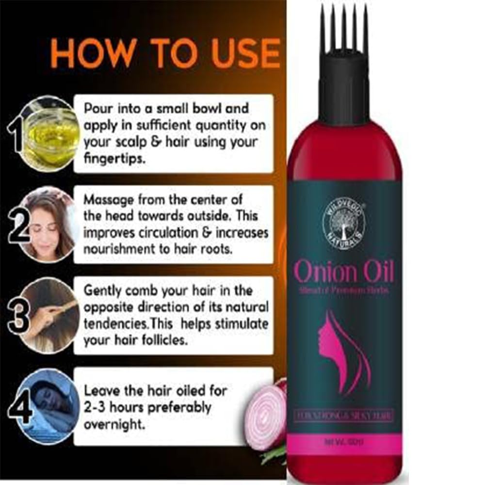 Pure Red Onion Oil for Hair Growth & Scalp Care - Stops Hair Loss, Dandruff & Frizzy Hair | Strengthens Thin Hair & Promotes Regrowth - 100ml Natural Treatment for Men & Women - Perfect for Daily Hair Care & Scalp Massage