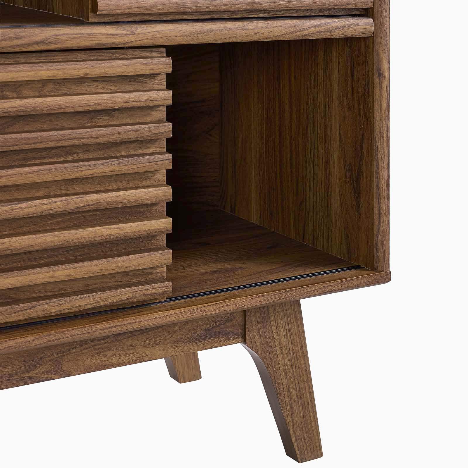 Modern Wooden Living Room Cabinet - Natural Walnut Brown Stand for Lounge, Club & Lobby - Stylish Storage Solution for Home & Office Decor