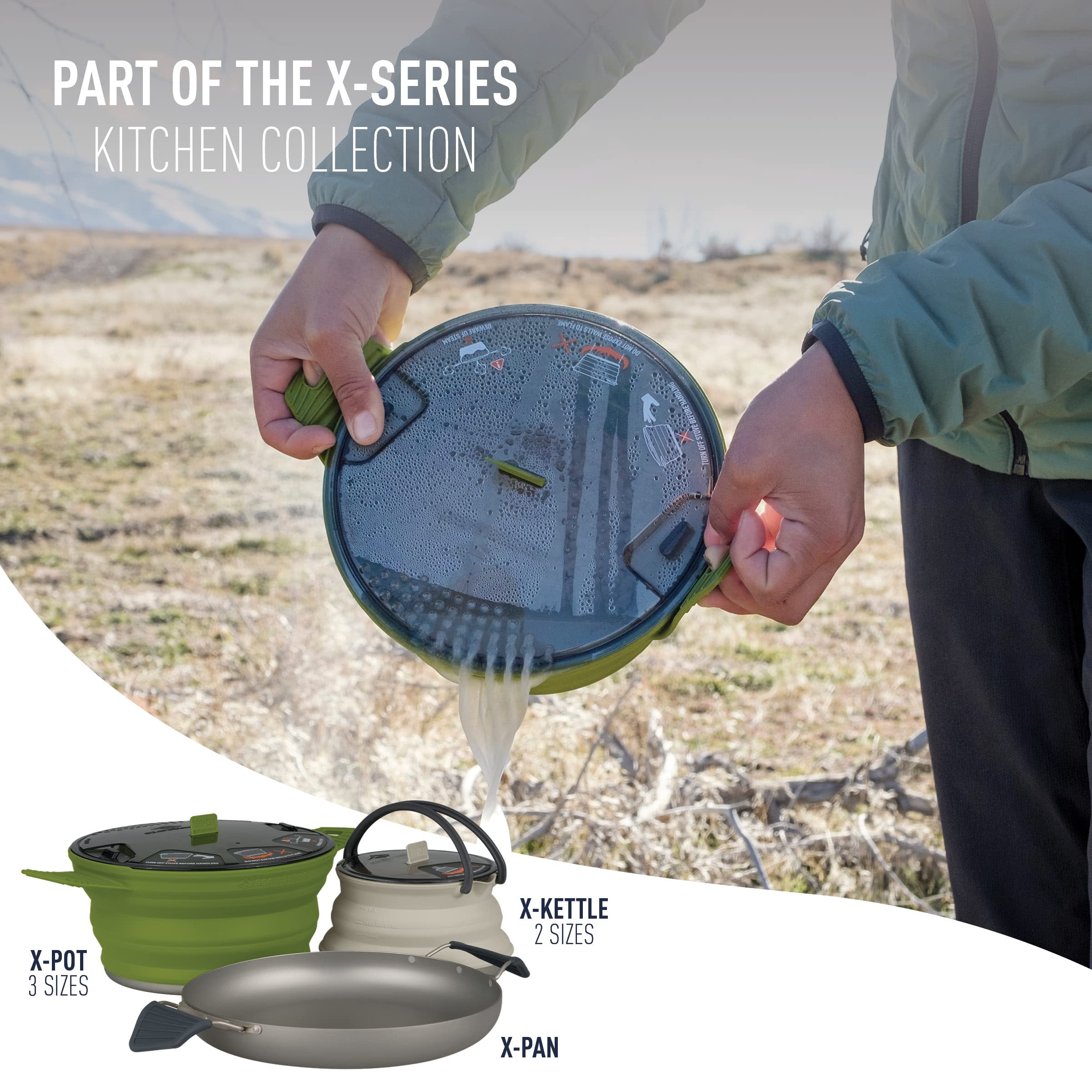 Sea to Summit X-Pot Collapsible Camping Cook Pot - Lightweight Compact Backpacking Cookware for Hiking, Camping & Outdoor Adventures