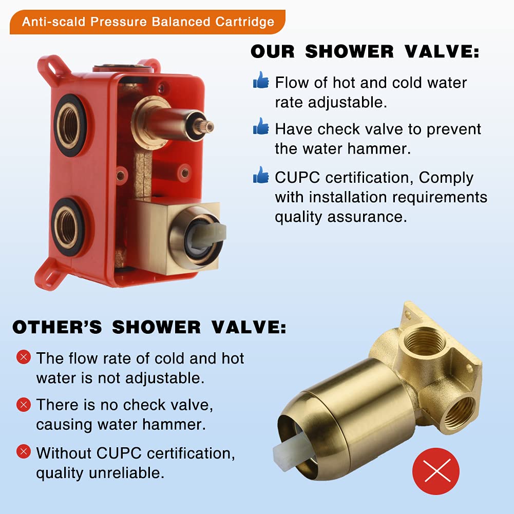 Solid Brass Wall Mounted Bathtub Faucet with 180° Swivel Handheld Shower - Modern Single Handle Bathroom Tub Filler Set in Brushed Gold Finish | Perfect for Spa-Like Bathing Experience and Small Bathroom Spaces