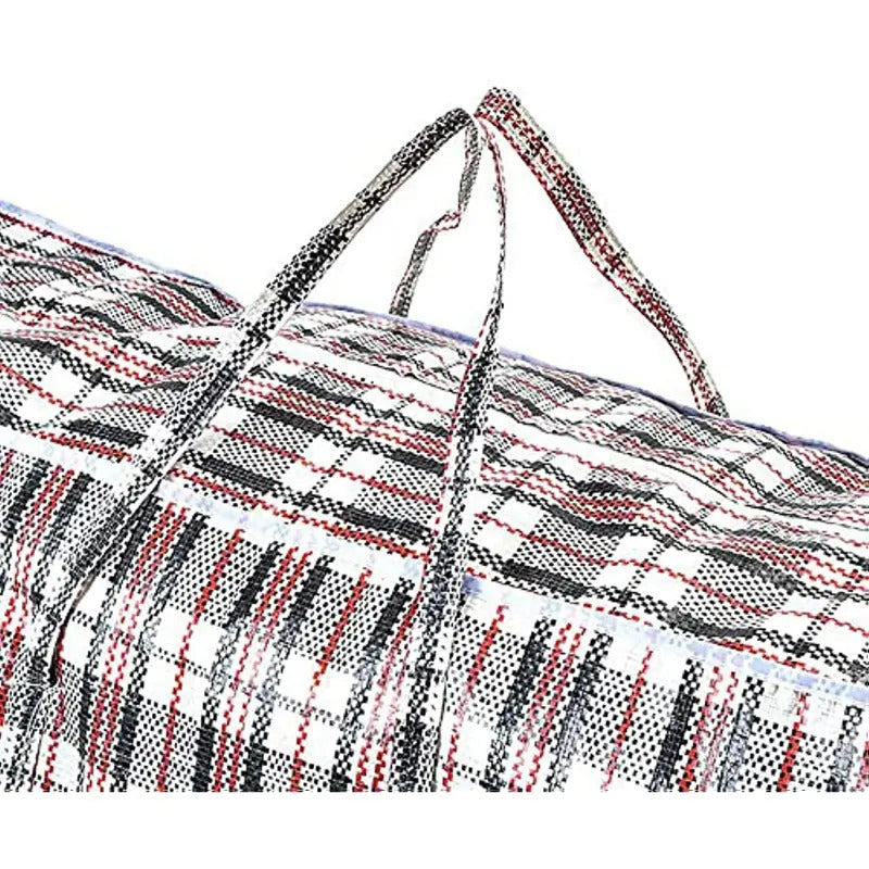 12 Pack Extra Large Striped Storage Bags with Zipper - 78x90x25cm for Travel, Shopping, House Moving & Organization | Durable Reusable Packing Solution