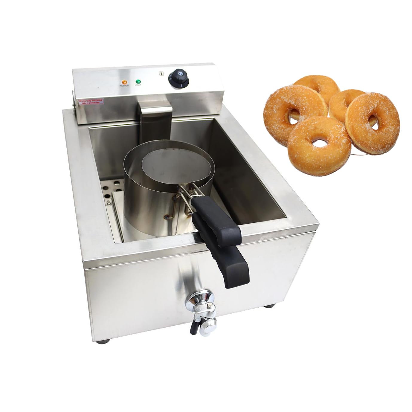 110V Commercial Stainless Steel 25L Deep Fryer with Dual Heating Rings - Perfect for Funnel Cakes, Donuts, Fried Chicken & More - Ideal for Restaurants, Food Trucks & Catering Events