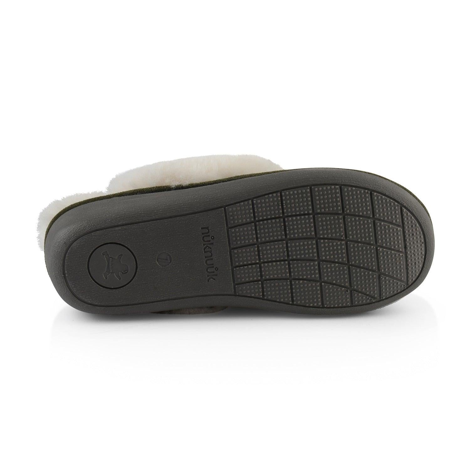 Joy Women's Fuzzy House Slippers - Soft Indoor/Outdoor Slides with Memory Foam, Military Green - Cozy Comfort for Home, Lounge & Backyard Relaxation
