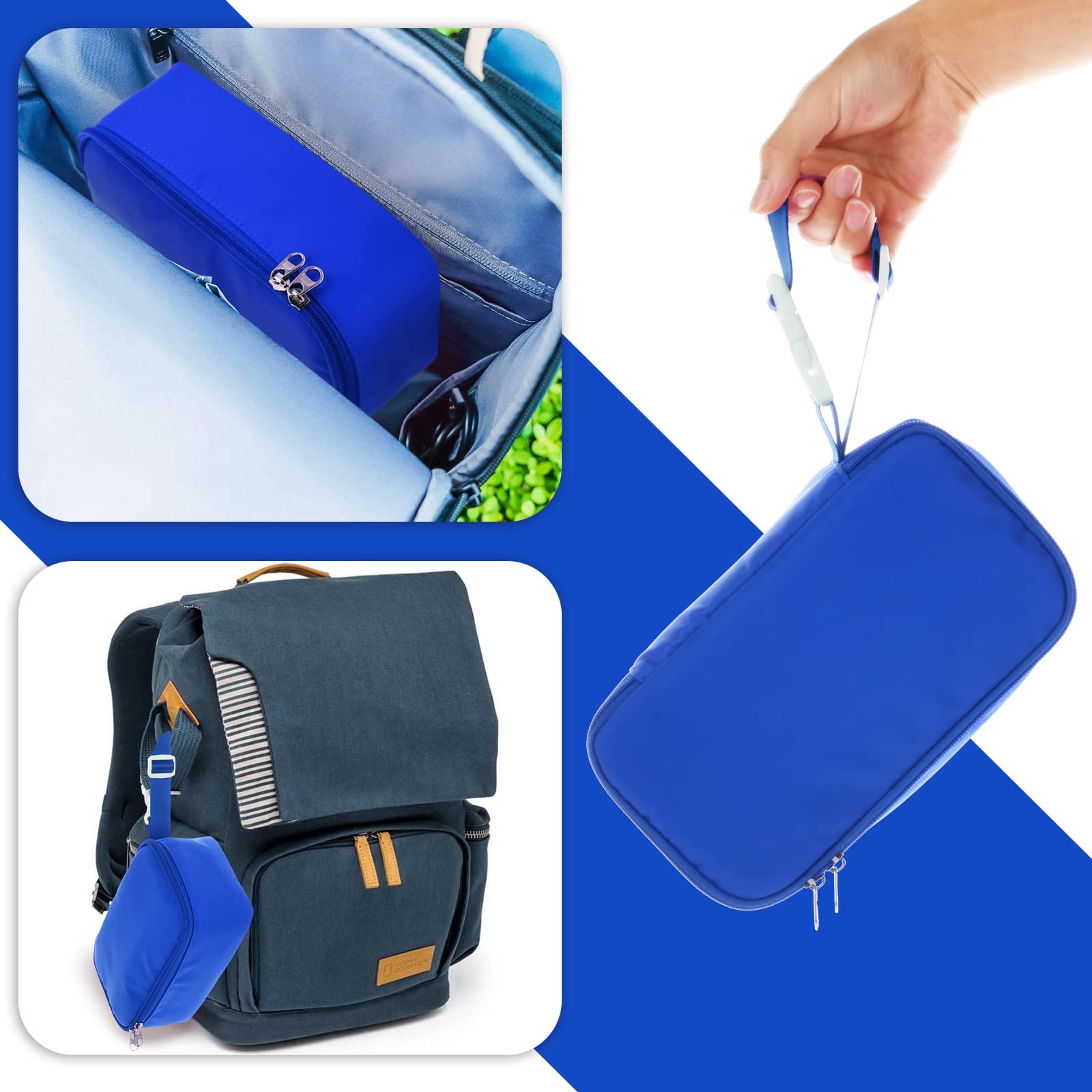 Portable Nebulizer Travel Case for Kids & Adults - Asthma Inhaler Holder with Mesh Medicine Pocket - Blue Carrying Bag for Home, Travel & Emergency Use
