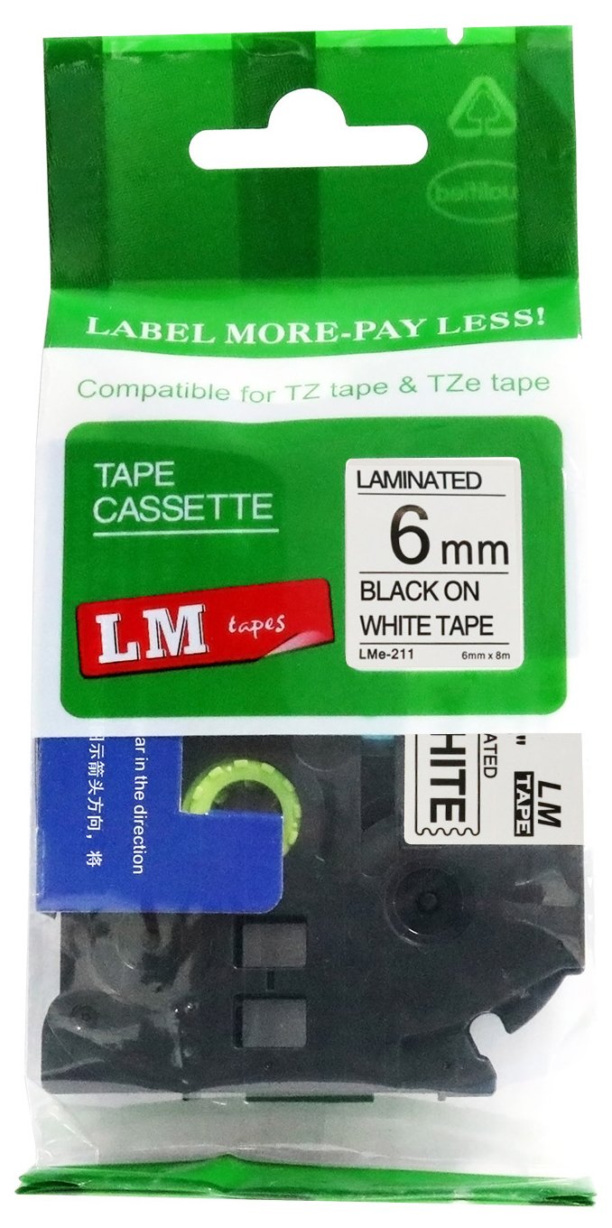 Brother PT-200 Label Printer | 6mm Black on White TZe Tape (1/4