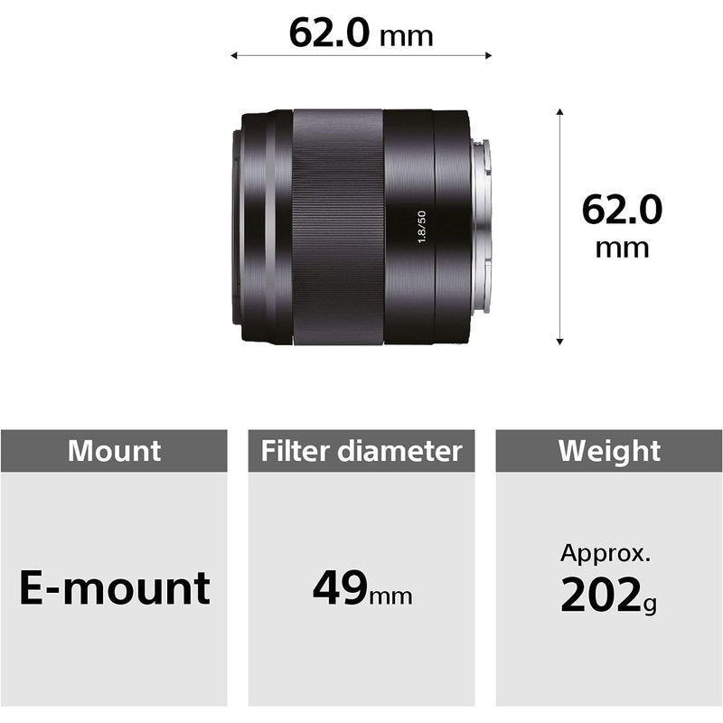 Sony E 50mm F1.8 OSS Prime Portrait Lens for Sony Mirrorless Cameras - Perfect for Portraits, Street & Low Light Photography