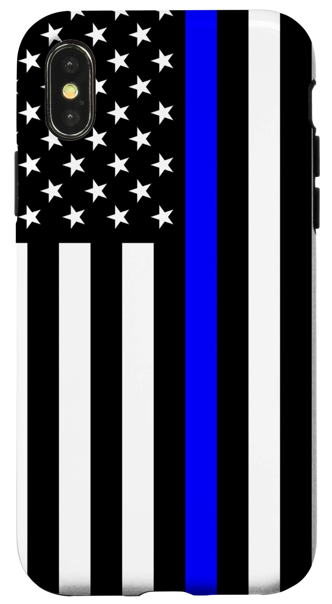 iPhone X/XS Thin Blue Line Flag Case - American USA Police Officer Cop Gift - Durable Protective Cover for Law Enforcement Support & Everyday Use