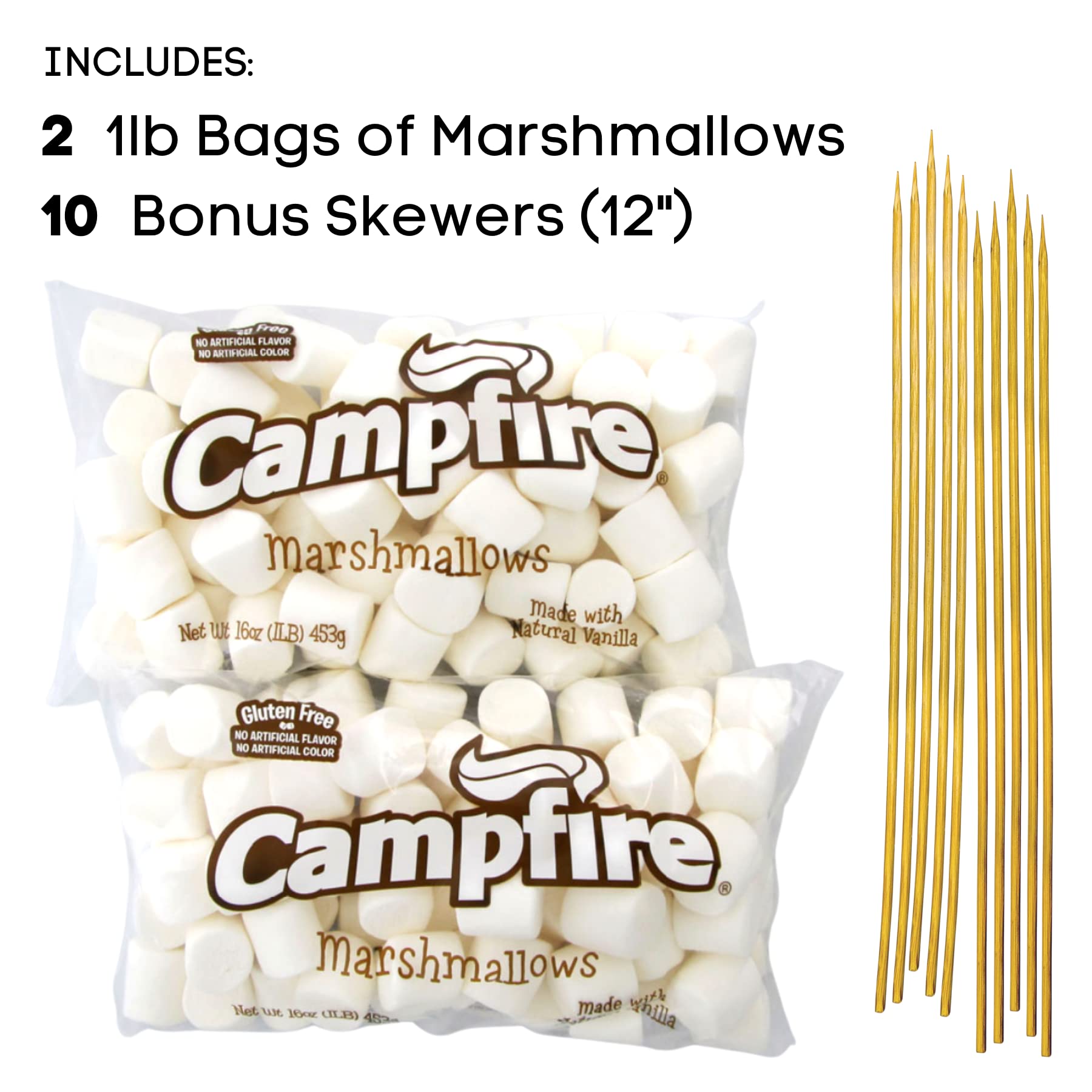 Large White Marshmallows 2lbs - Natural Vanilla, No Artificial Flavors - Perfect for S'Mores & Hot Chocolate