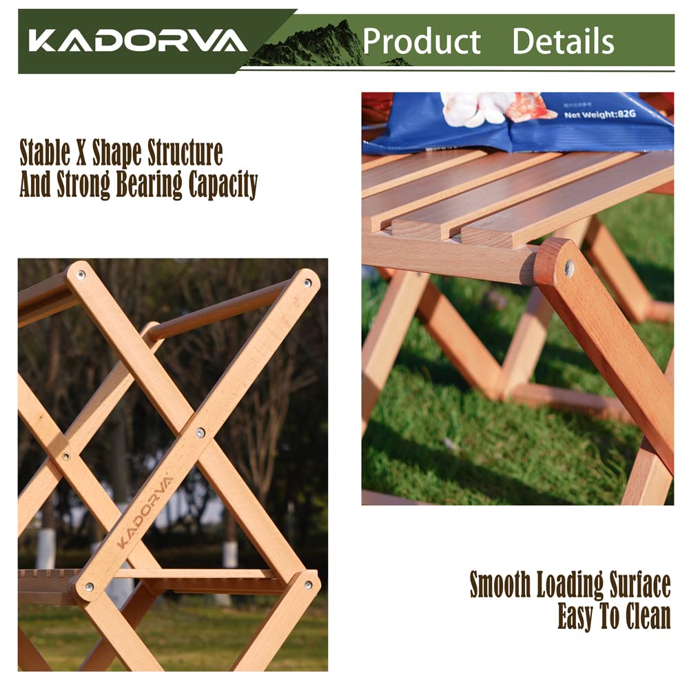 Foldable Wooden Picnic Table - Portable Camping Table for Beach, Backyard & Outdoor Use - 3-Tier Storage Shelf for BBQ, Picnics & Indoor Organization - Perfect for Camping Trips, Beach Days & Backyard Gatherings
