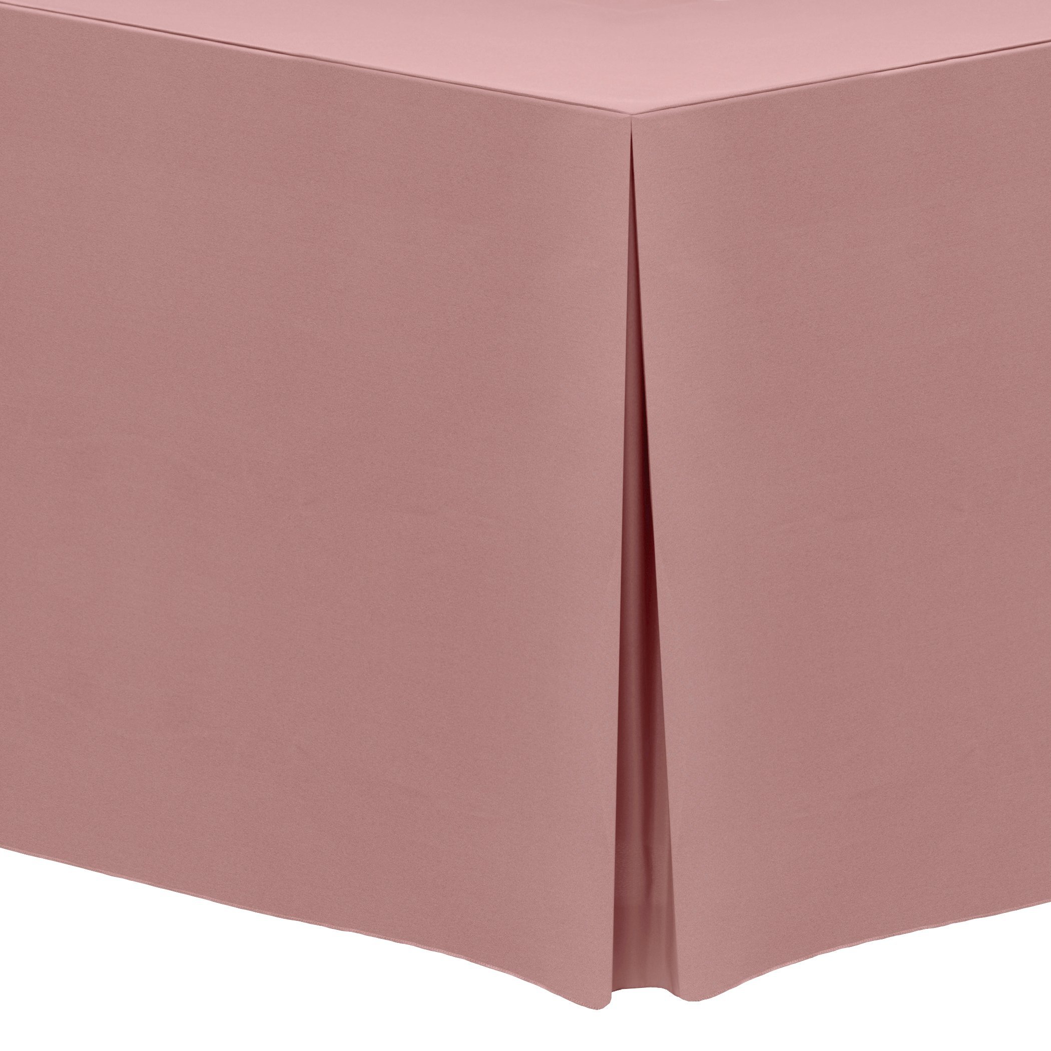 10 Pack 5 ft Polyester Fitted Tablecloth - Dusty Rose Pink, Fits 30x60 Inch Rectangular Banquet & Folding Tables - Perfect for Weddings, Parties, and Events