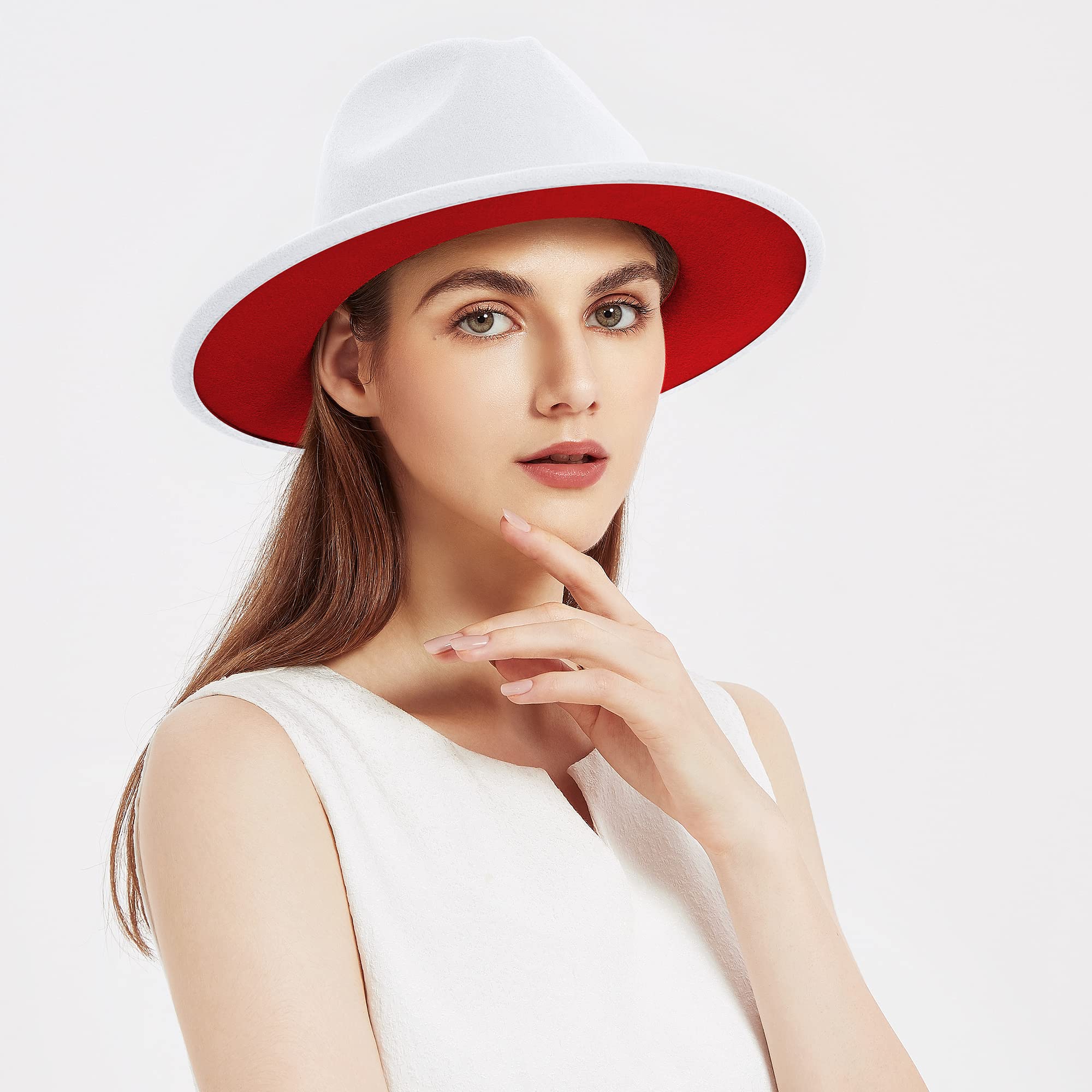 SAJUZEN Wide Brim Fedora Hat for Women & Men - Stylish Felt Hat with Adjustable Belt Buckle - Perfect for Outdoor, Travel, and Fashion Occasions