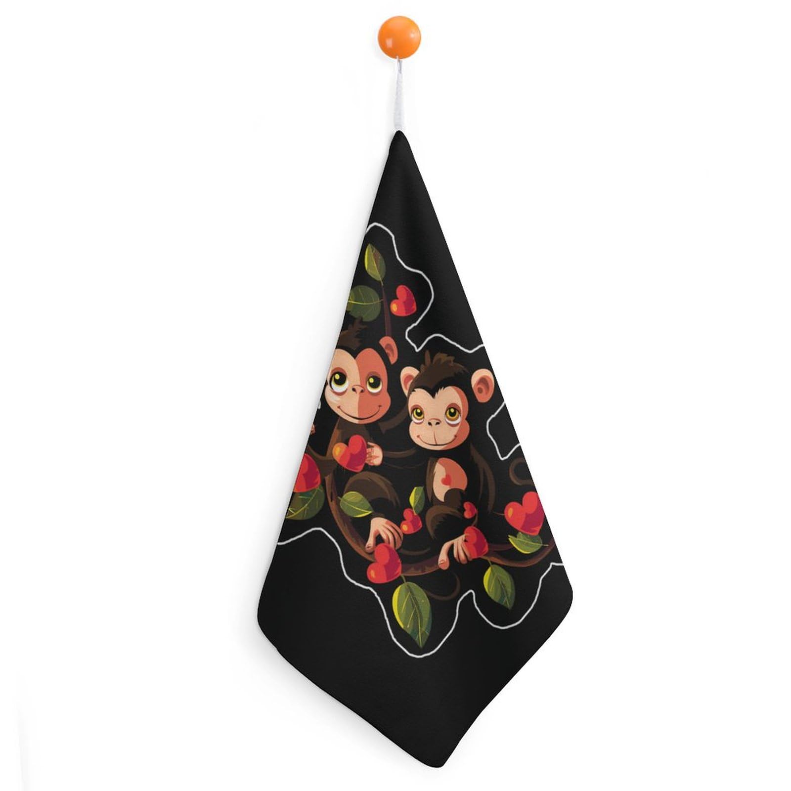 Soft & Absorbent Mama Monkey Hand Towel - Premium Bath Washcloth with Hanging Loop for Travel, Home & Bathroom (1PC) - Perfect for Baby Care, Gym & Spa Use