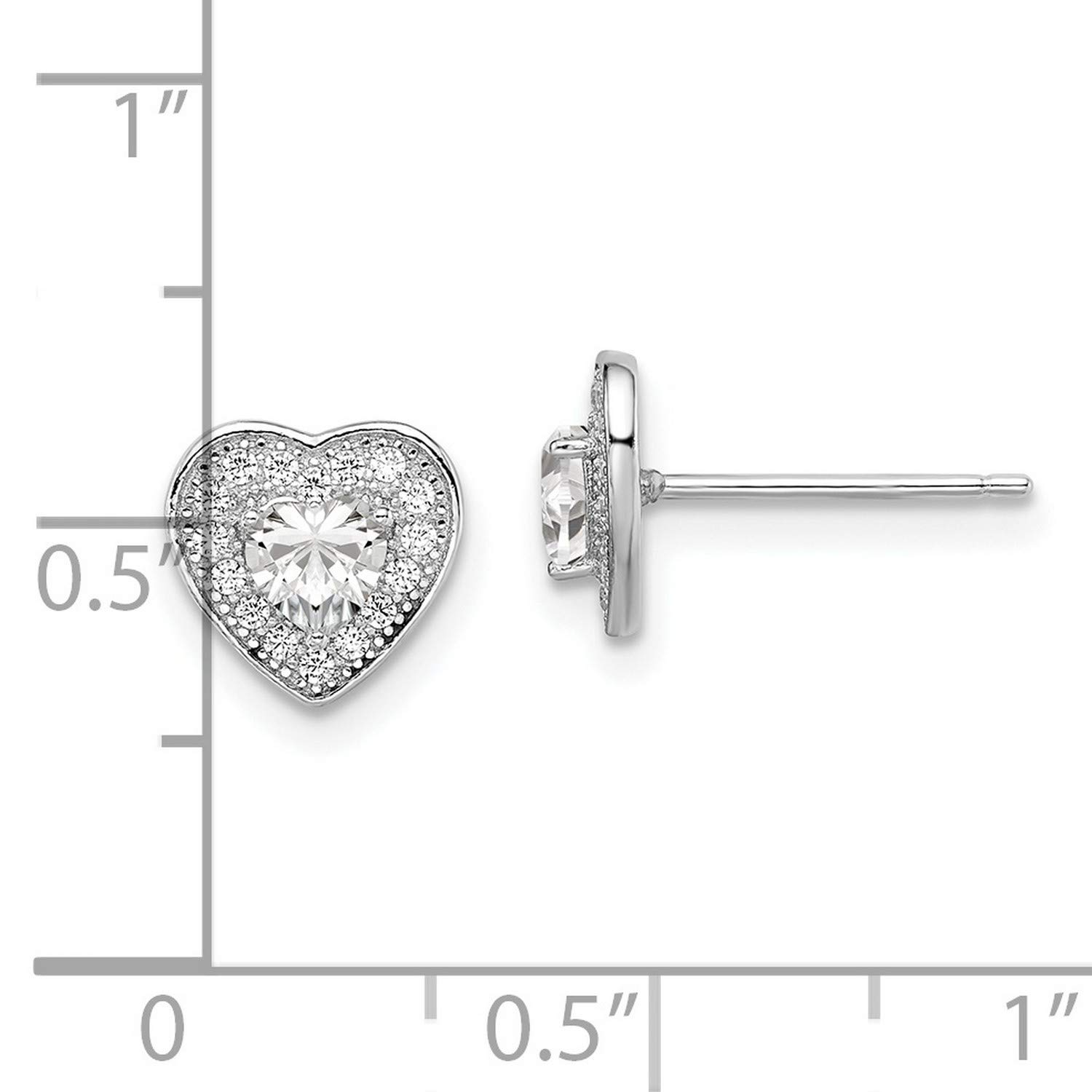 8x8mm Sterling Silver CZ Brilliant Embers Heart Stud Earrings for Women - Perfect for Valentine's Day, Anniversary Gifts & Everyday Elegance