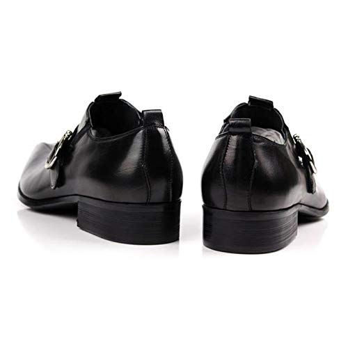 Men's Monk Strap Dress Shoes - Genuine Leather Business Formal Shoes for Wedding, Banquet & Office - Classic Buckle Design Retro Oxford Footwear - Black Size 38/UK 5.5/US 6.5 - Perfect for Business Meetings, Weddings & Special Occasions