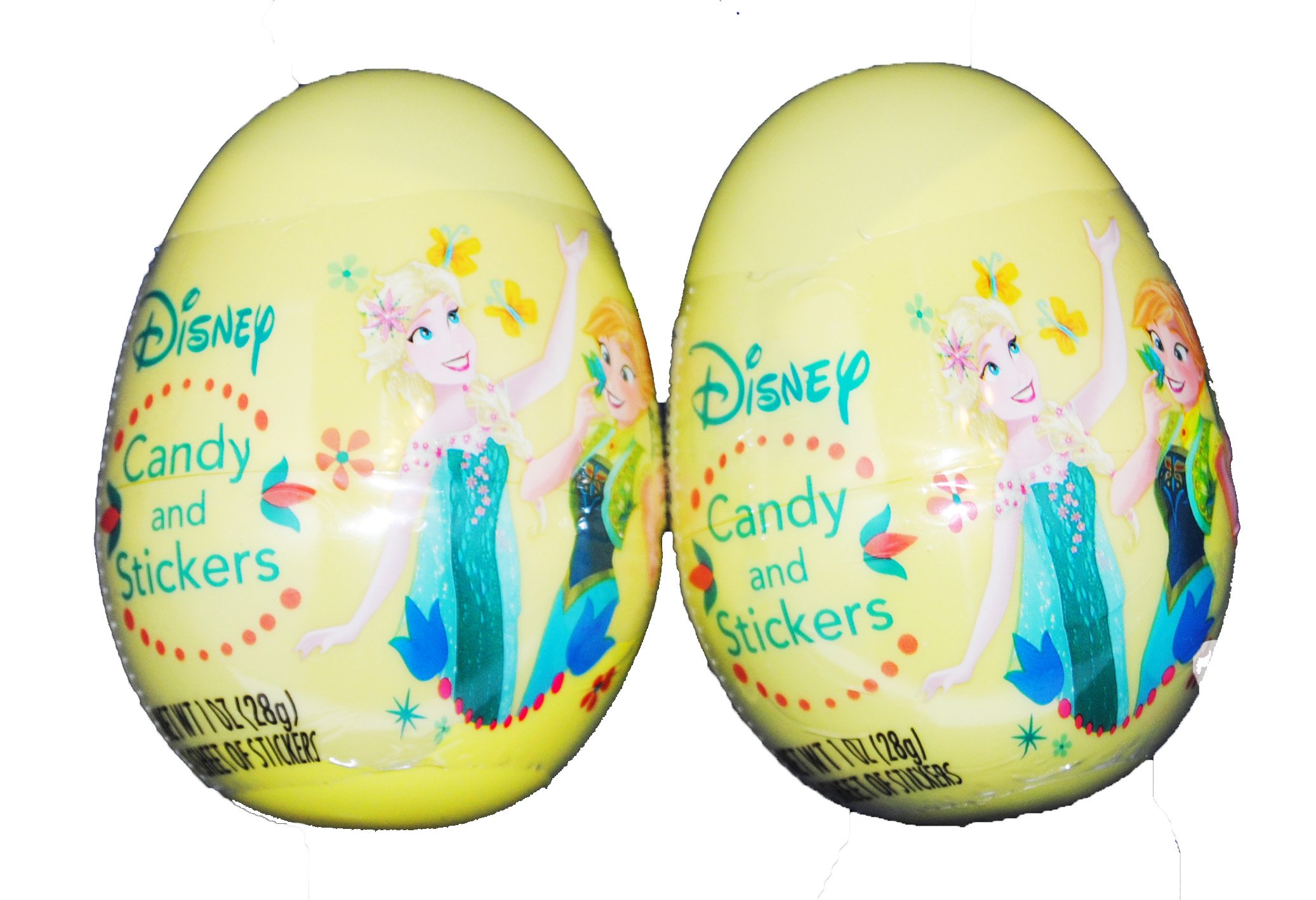 Easter Eggs Filled with Candy & Stickers - 2 Pack Yellow Prize Eggs for Easter Egg Hunt, Party Favors & Kids Gifts