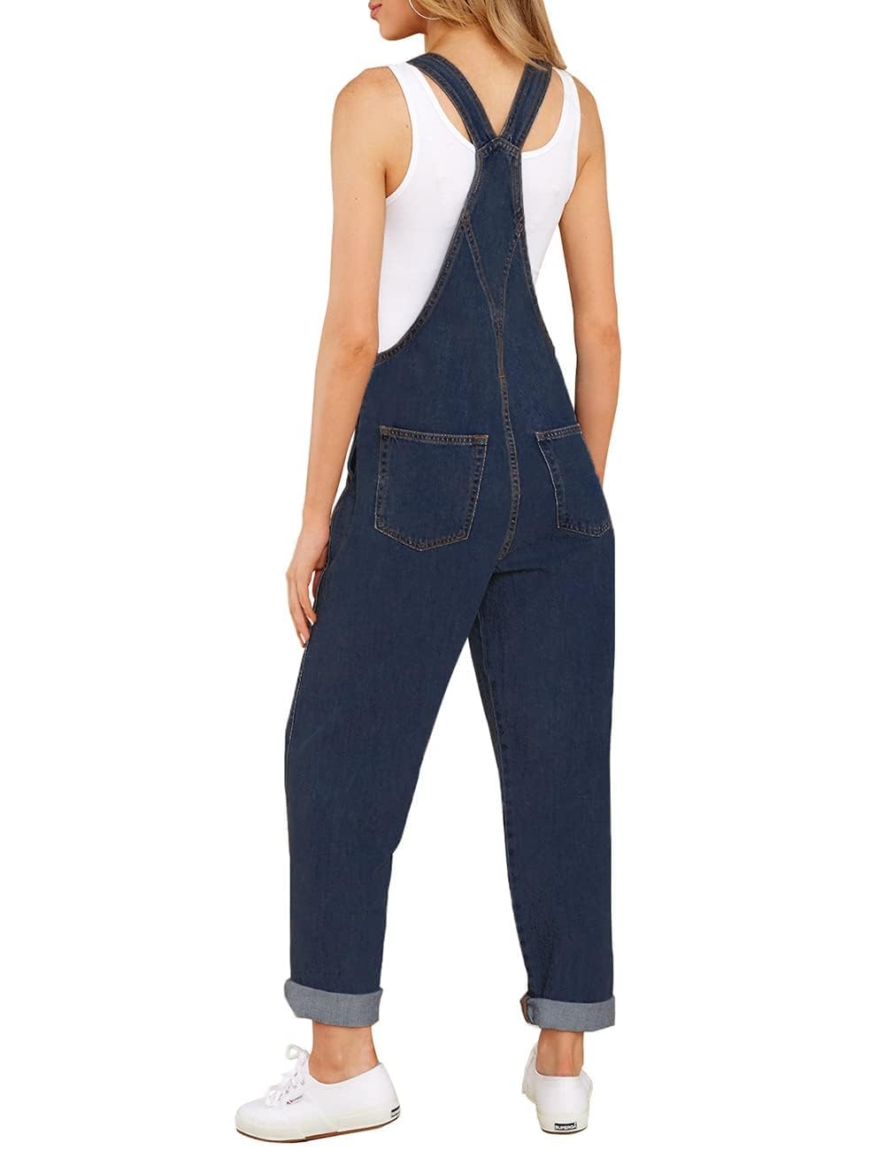 Vetinee Women's Classic Adjustable Straps Denim Bib Overalls with Pockets - Comfortable Jeans Pants for Casual Wear, Work & Outdoor Activities