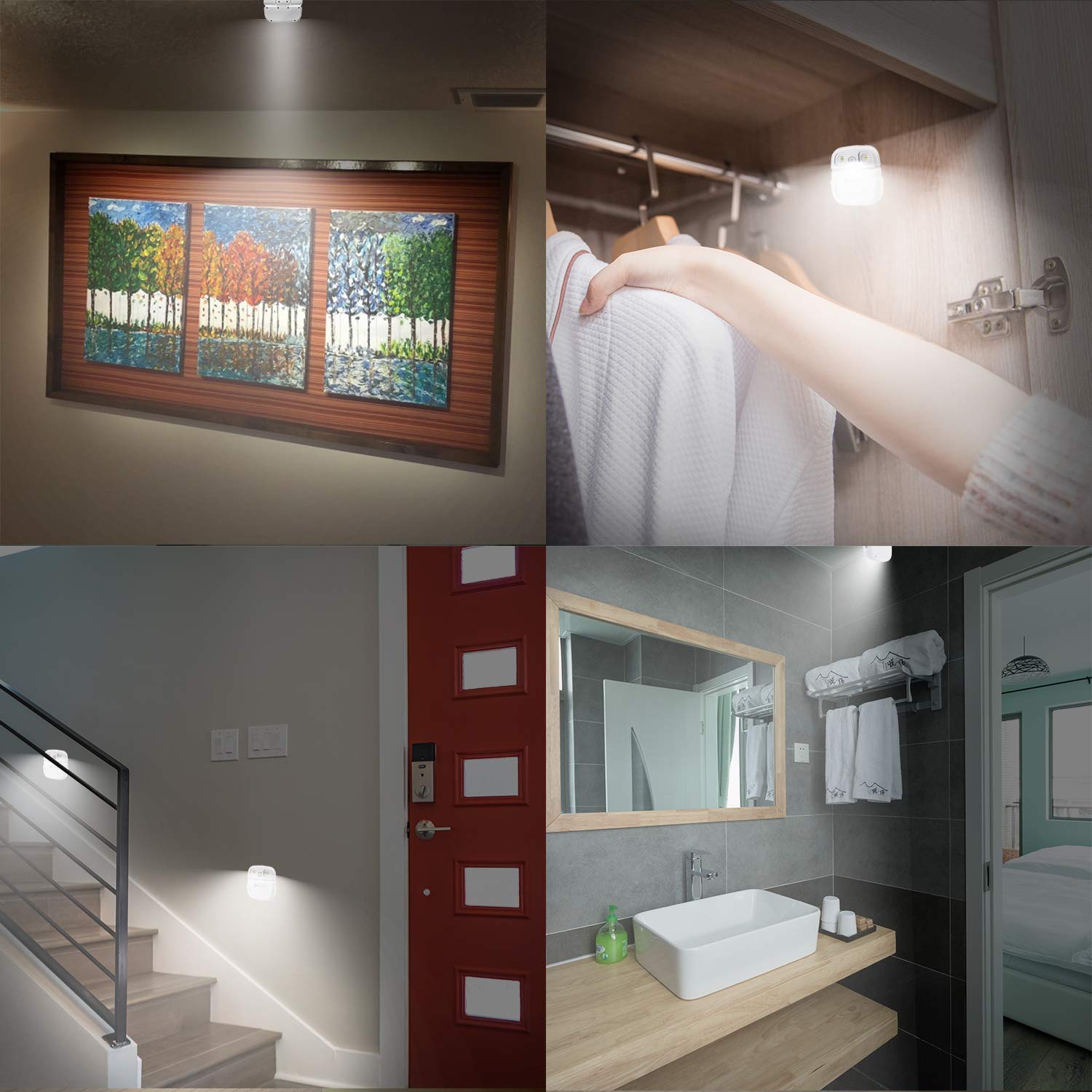BIGLIGHT Wireless LED Motion Sensor Night Light - USB Rechargeable Closet Light with 360° Rotation - Stick On Light for Bedroom, Bathroom, Kitchen, Hallway, Stairs, Door & Porch - Perfect for Nighttime Safety and Convenient Lighting