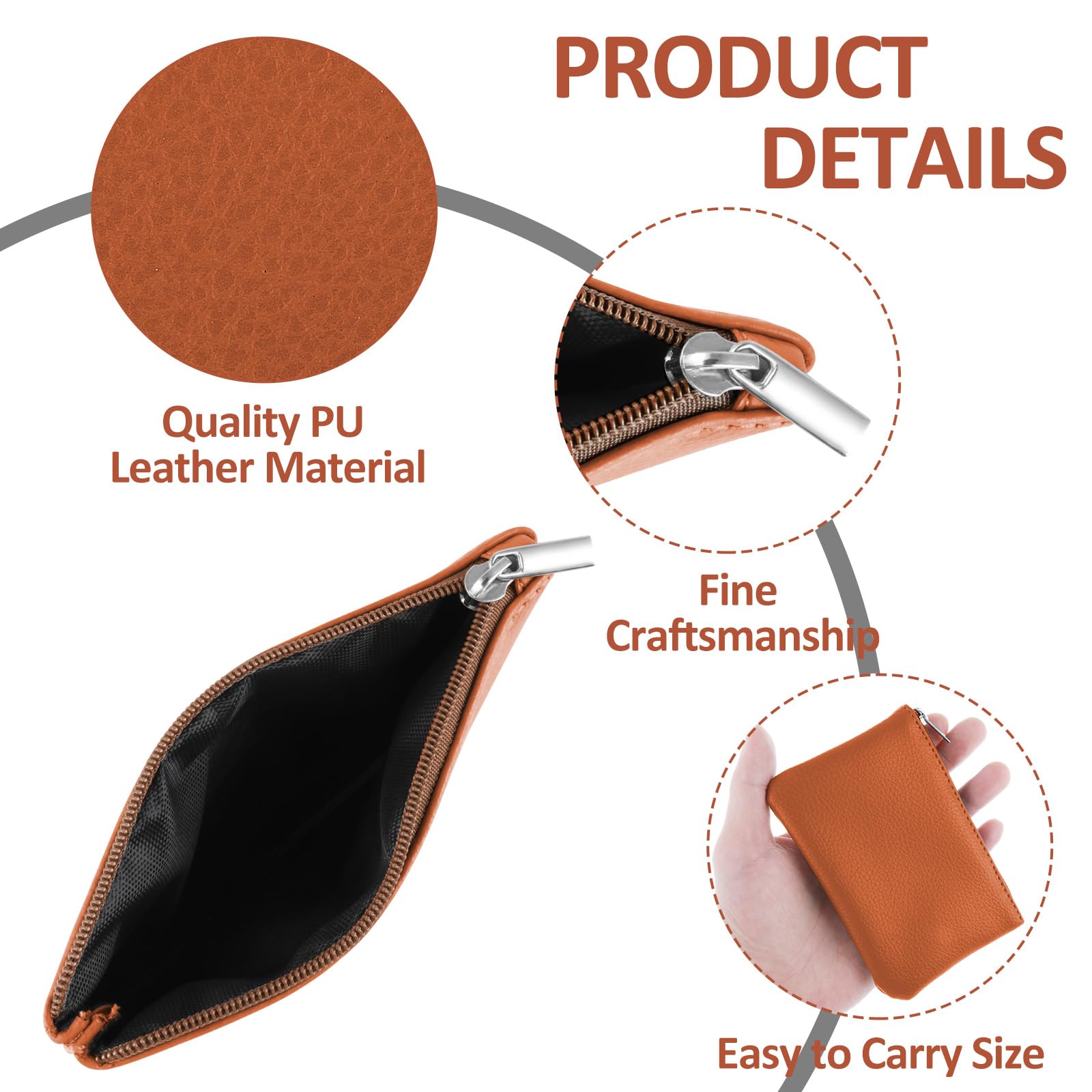 Giantree Small Wallet for Women - Cute PU Lychee Pattern Zipper Coin Purse, Mini Portable Change Wallet for Girls & Ladies (Holds ID, Keys, Headphones, Lipstick) - 2Pcs Set (Black + Brown) - Perfect for Everyday Use, Travel & Gifts
