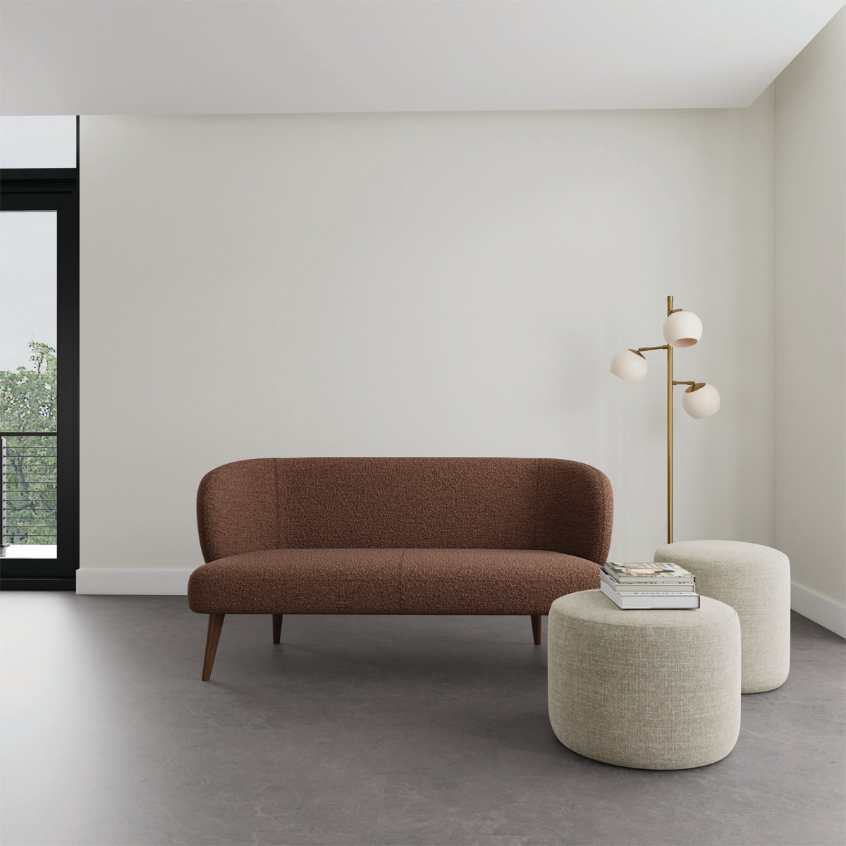Kathleen Boucle 2 Seater Sofa - Modern Upholstered Loveseat for Living Room, Apartment & Office - Soft Chenille Fabric with Solid Wood Frame - Compact Couches for Small Spaces
