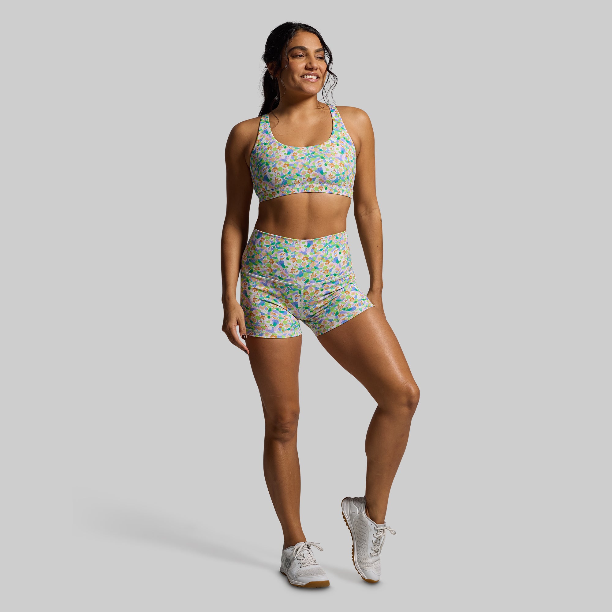 New Heights Booty Shorts for Women - High Waisted Yoga Shorts with Pockets, Comfortable Workout & Gym Shorts - Perfect for Yoga, Running, Fitness & Lounge Wear (Garden Therapy Design)