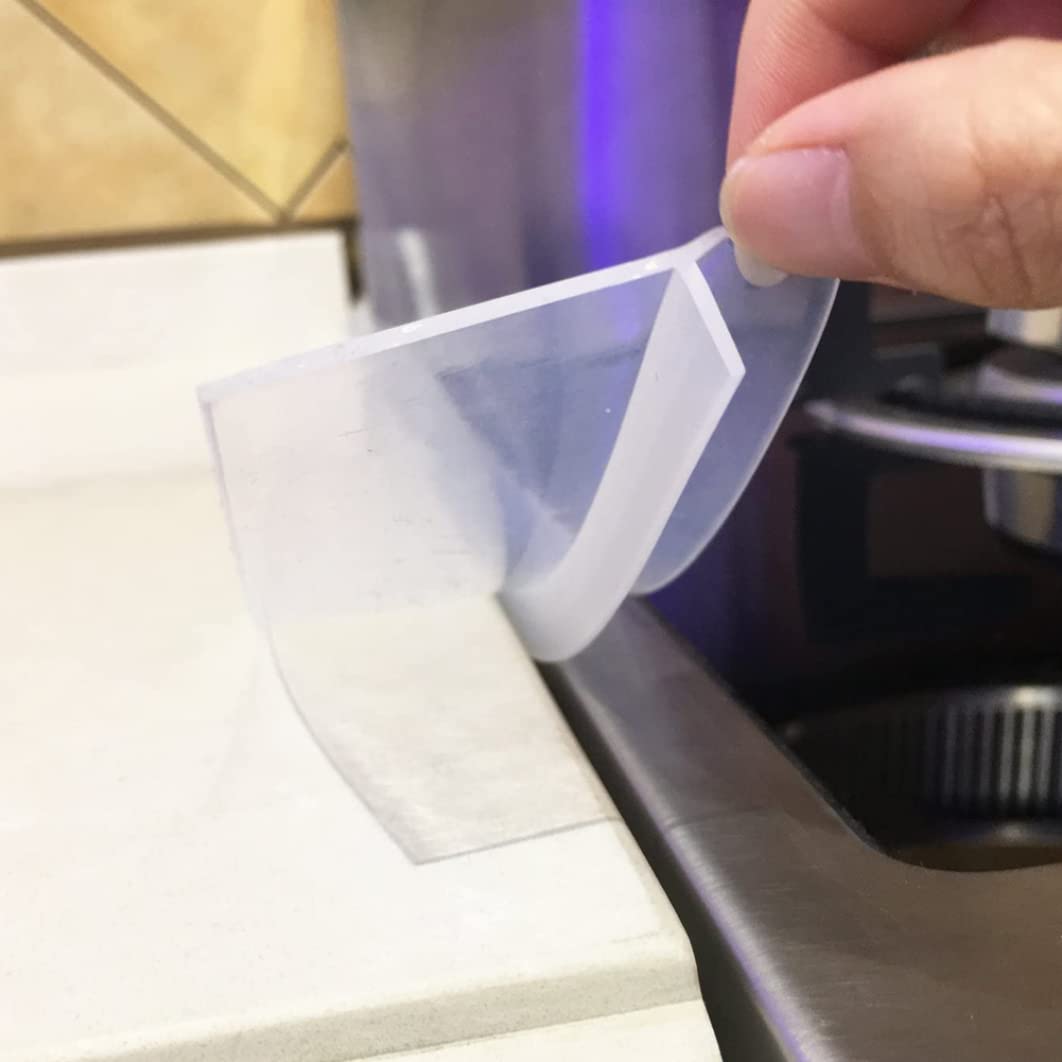Heat Resistant Silicone Gap Seal Cover for Stove Counter - Transparent Oven Spill Guard, 2pcs - Easy Clean Kitchen Gap Filler for Stove Tops, Countertops & Backsplashes (Perfect for Cooking, Baking & Kitchen Safety)