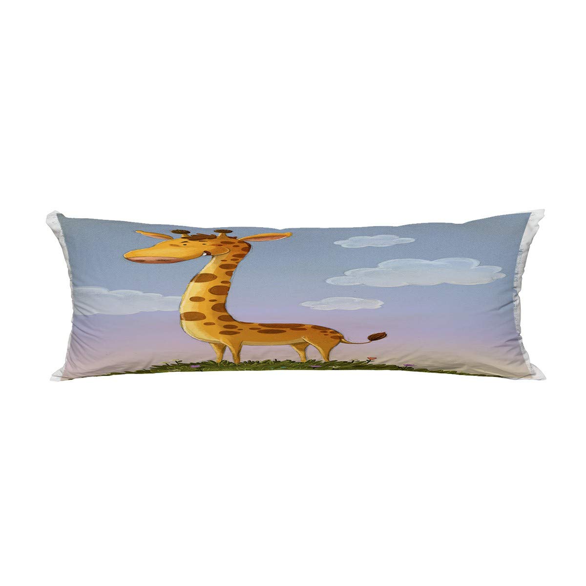 Happy Giraffe Pillow Cover 20x60 Inch - Soft Body Pillowcase & Protector for Couch, Bed, Nursery Decor - Perfect for Kids Room, Dorm, Home Decor & Gifts