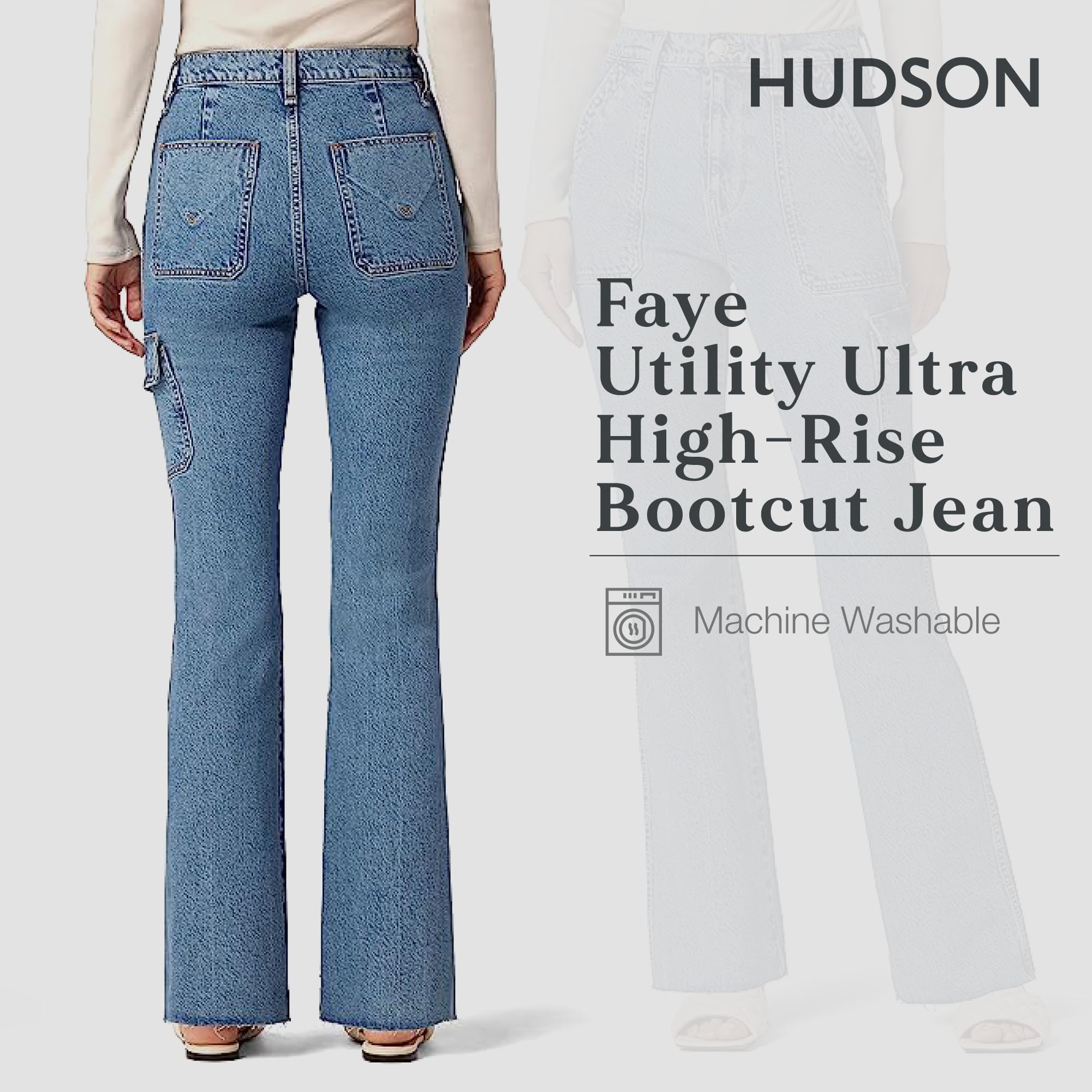 HUDSON Women's Utility Faye Ultra High Rise Bootcut Jeans - Stretchy Denim Pants for Work, Casual & Night Out | Comfortable Fashion Jeans for Everyday Wear