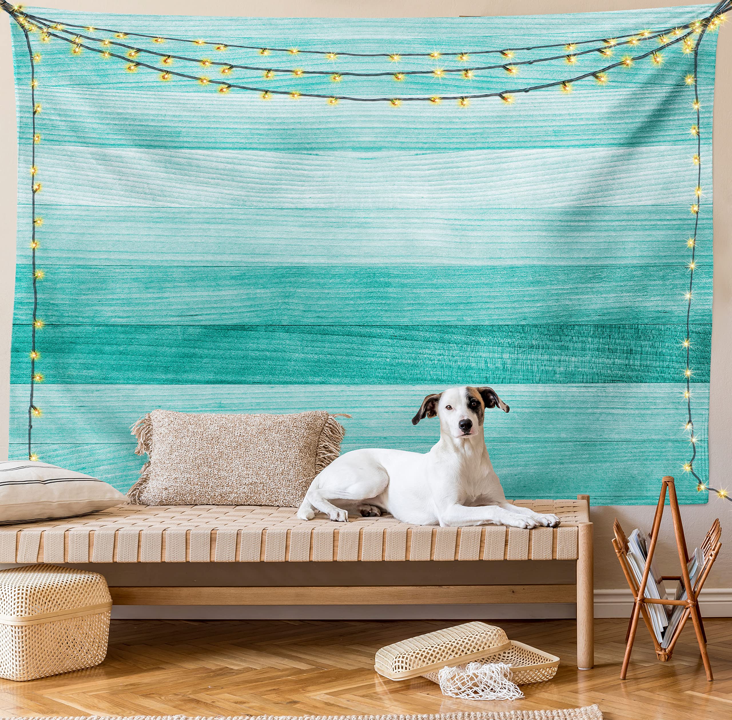 Ambesonne Turquoise Tapestry - Hand-Painted Wood Board Design with Horizontal Lines, Easter Holiday Wall Art Decor for Bedroom, Living Room, Dorm (23