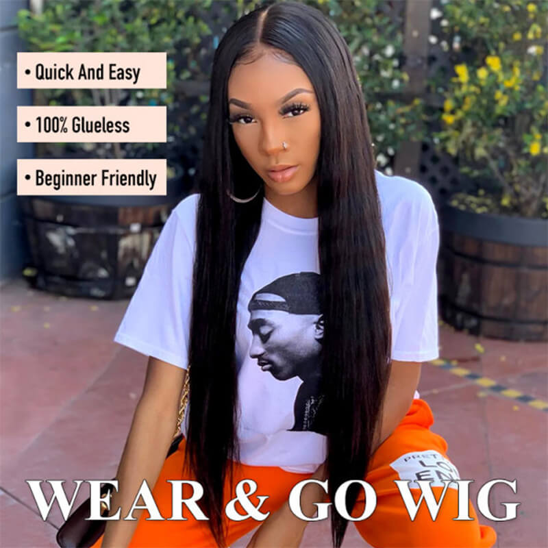 Eullair Glueless Straight Hair Wigs with Pre-Cut Lace 6x4 & 5x5 HD Closure - Beginner Friendly Human Hair Wigs for Everyday Wear & Special Occasions