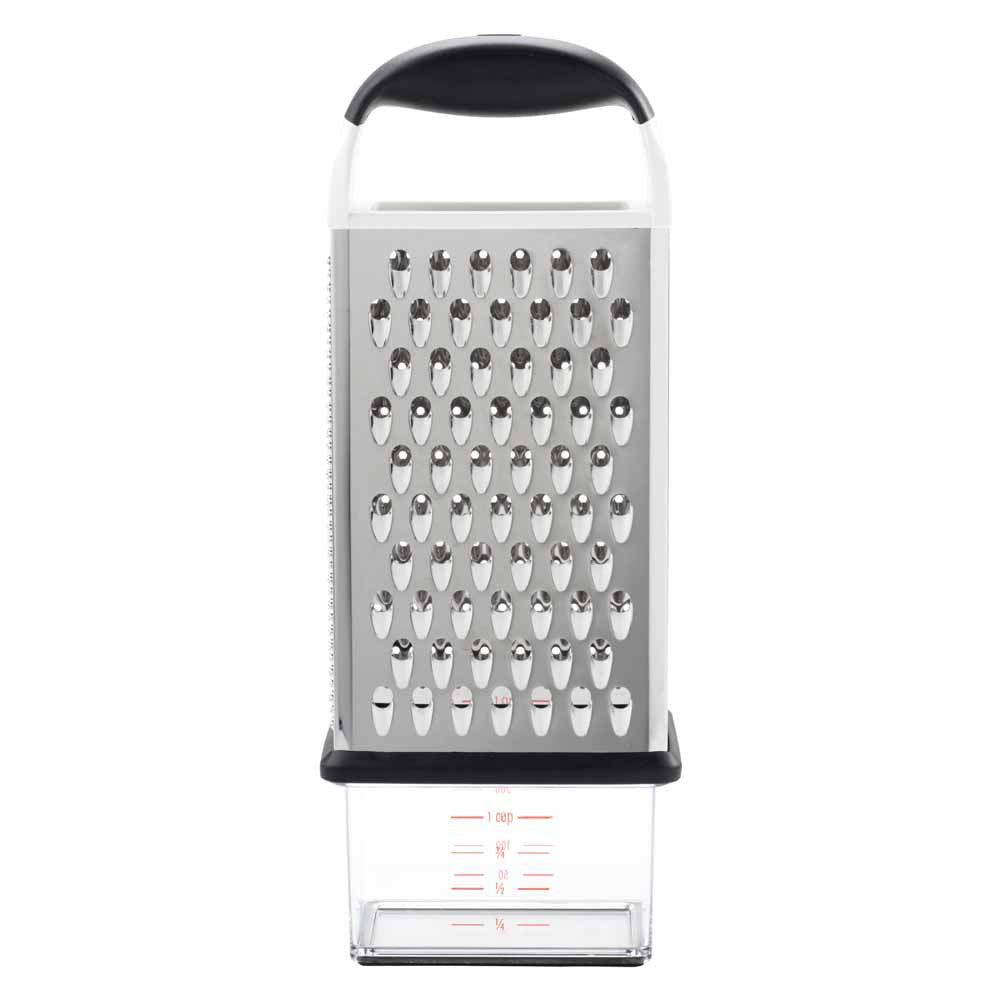 OXO Box Grater - 4-Sided Stainless Steel Cheese & Vegetable Shredder for Kitchen, Cooking & Baking | Perfect for Grating Cheese, Zesting Citrus & Shredding Veggies